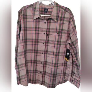 New with Tags Women's XL Lee Multicolor Plaid Shirt Cabincore Cotton